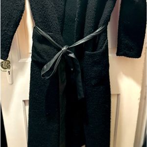 Gorgeous black boucle sweater with leather belt size 12